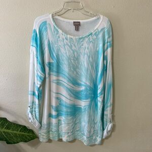 CHICO'S 3 /XL  Knit Sweater Tunic Top Resort wear, travel Beach pull on.